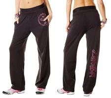 Zumba Jammin' Jersey Pants - Sew Black ~ XS  S  M  L ~ New! Free Ship!