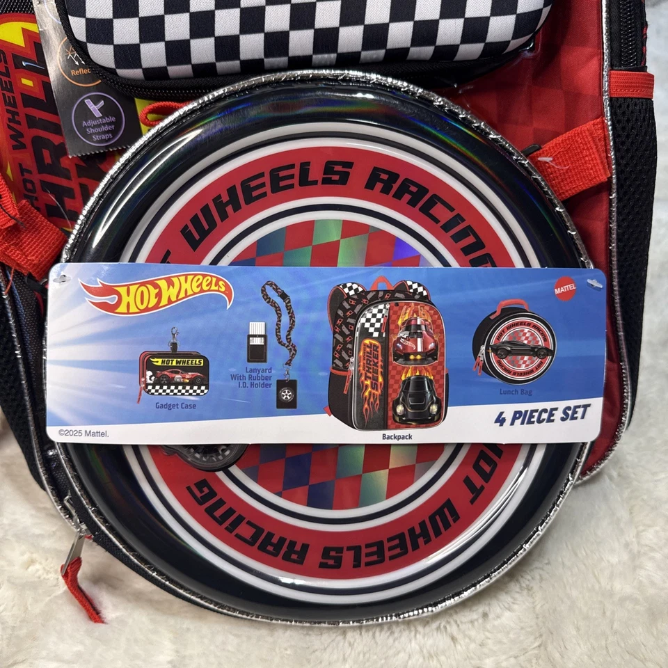 Mochila Hot Wheels masculina 4 peças lancheira conjunto 17" preta - Imagem 2 de 4