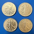 Lot of 4 - Walking Liberty 90% Silver Half Dollars - 1939, 1942, 1943, 1945