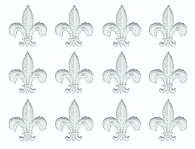 12 White Fleur De Lis Iron On Patches 1'' Embroidered Applique Craft Lot