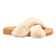 Coconuts by Matisse Seasons Slipper Women 9 Beige Faux Fur Slip-On Slide JOBB560