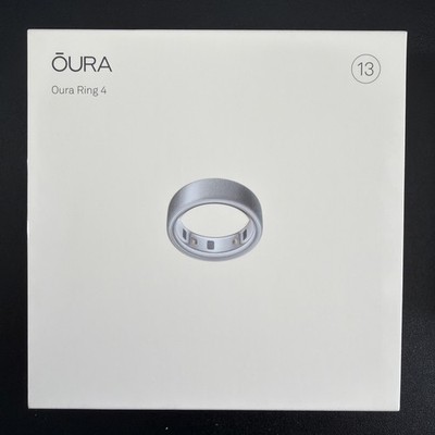 Oura Ring Gen 4 gebürstetes Silber Größe 13 Smart Ring mit Ladegerät und Box funktioniert
