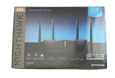 Netgear Nighthawk Router AX5 AX4200 WiFi 6 RAX43 Dual Band Gigabit New Black