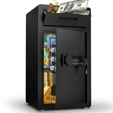 6.5 Cub Extra Large Drop Slot Business Home Safe Box with Dual Alarm & Mute Mode