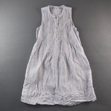 Faherty Womens Blue White Striped Linen Pintuck Sleeveless Dress S WDC0002-BMT