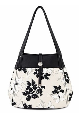 Chaps Black & White Floral Shoulder Bag
