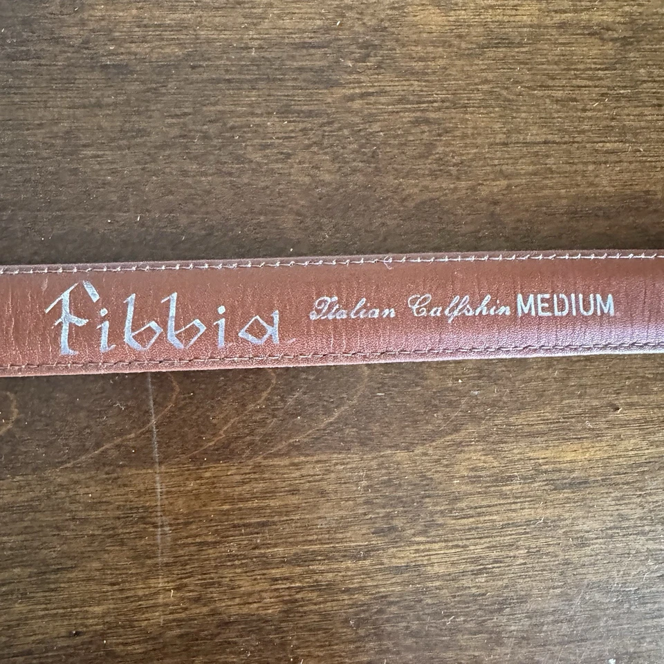 Cinturón de cuero marrón hebilla de piedra de latón para mujer talla M mediano Italia Fibbia de colección Foto 3 de 4