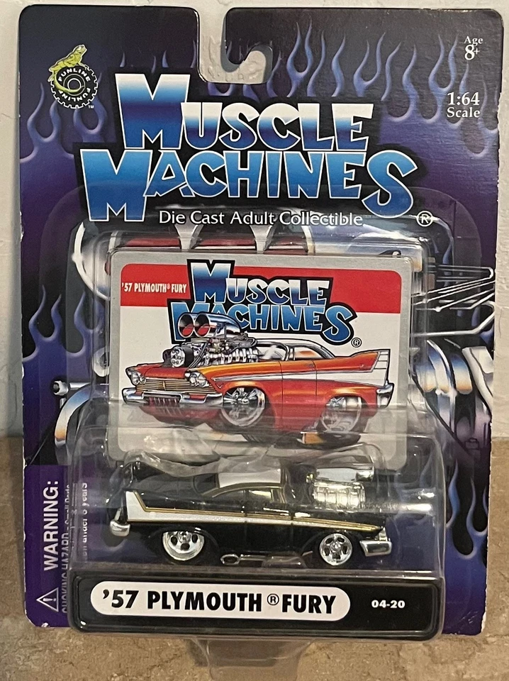 2005 Muscle Machines 04-20 '57 Plymouth Fury Black 1:64 Die-Cast - Image 3 of 4