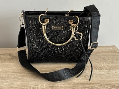 River Island black gold glossy evening fashion shoulder tote