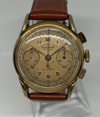 Vintage Swiss Made Uhr Sultana Art Deco Chronograph