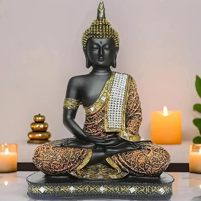 Buddha Statue Large Outdoor Garden Happy Antique Thai Zen Stone Sitting New Gift