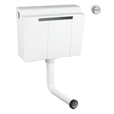 Concealed Toilet Cistern Tank WC Dual Flush 3 - 6Ltr White Chrome Push Button