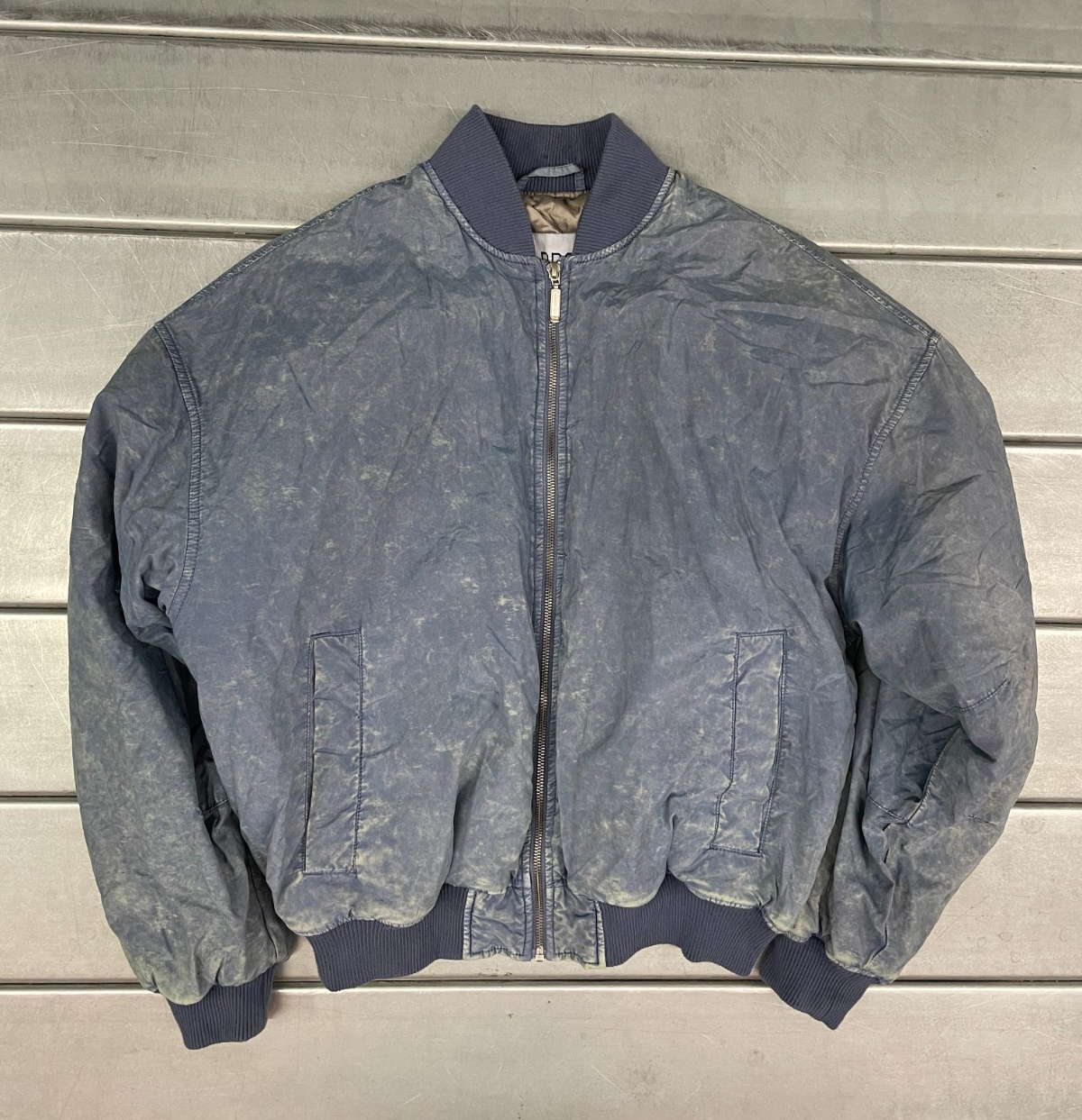 BDG Urban Outfitters Bomber Jacket Mens Medium Blue Acid Wash Full Zip