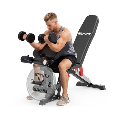 Adjustable Workout Bench, 1600LBS Heavy-Duty Weight Bench with Leg Extension/...