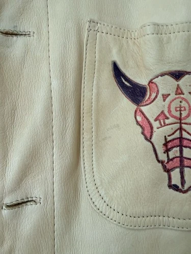 VTG 80s Ralph Lauren Country Hand Painted Leather Jacket Authentic Dry Goods USA image 4