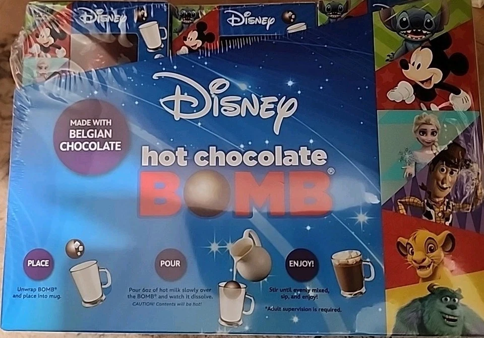 (12) Disney HOT CHOCOLATE BOMBS Chocolate Belga Cajas Individuales Estuche Sellado  Foto 3 de 4