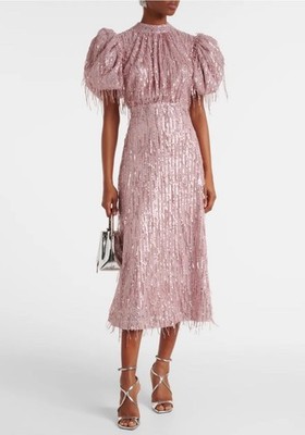 Rotate Birger Christensen Sequin Puff Sleeve Midi Dress  Size 4