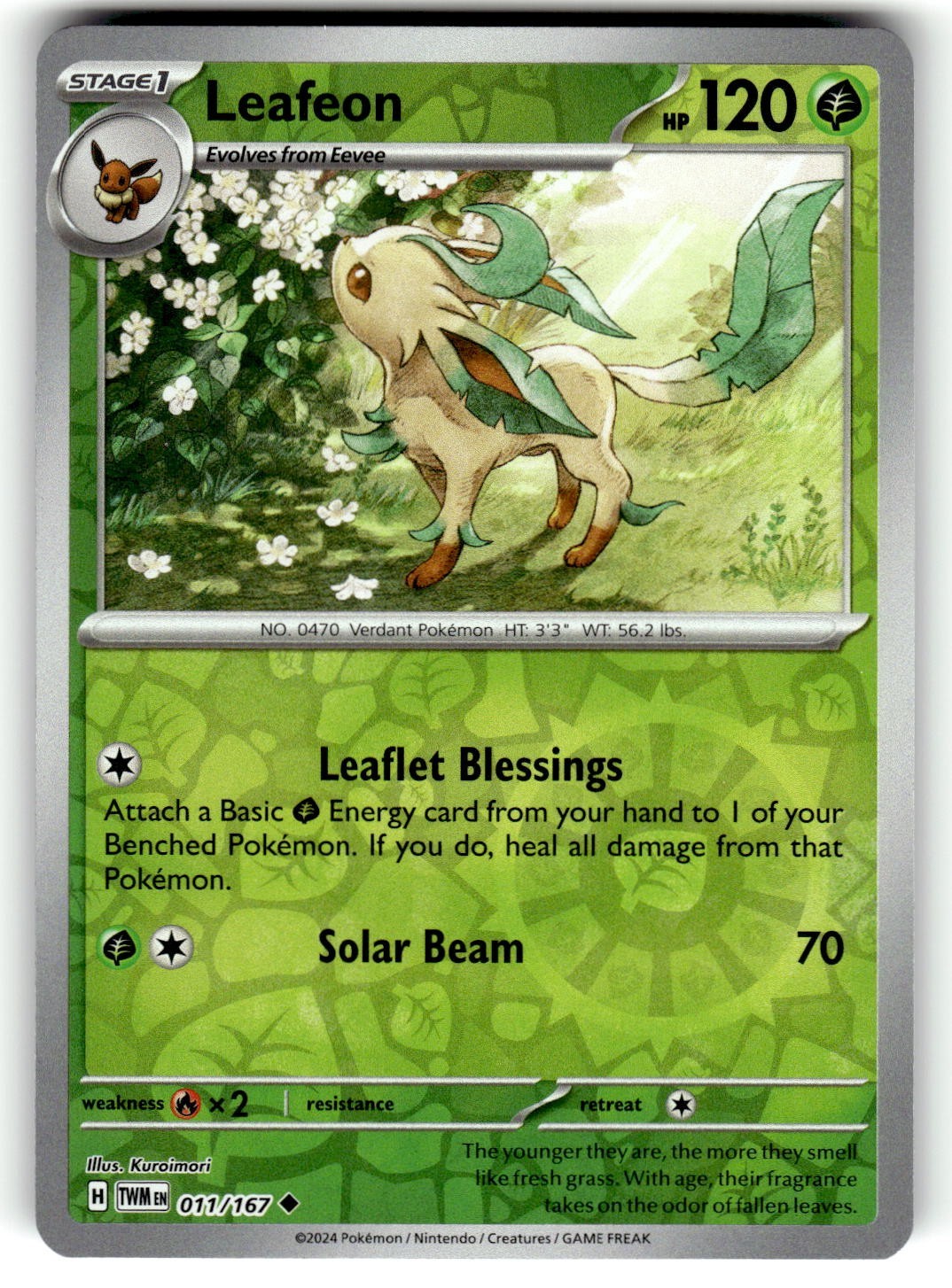 Pokemon Twilight Masquerade 11/167 Leafeon Reverse Holo