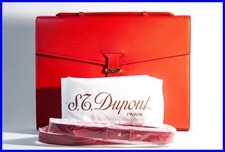 S.T. Dupont Paris Luxury Leather Bag In Red  Gold - Unisex - Briefcase - NOS