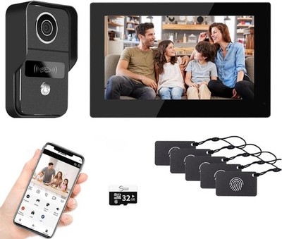 2-Draht-Video-Gegensprechanlage Wohnung System 1080P Kamera 7-Zoll-Monitor,WiFi-