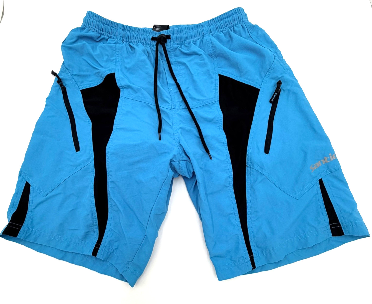 Santic Men's Cycling Shorts Blue Quick Dry Nylon Size Medium