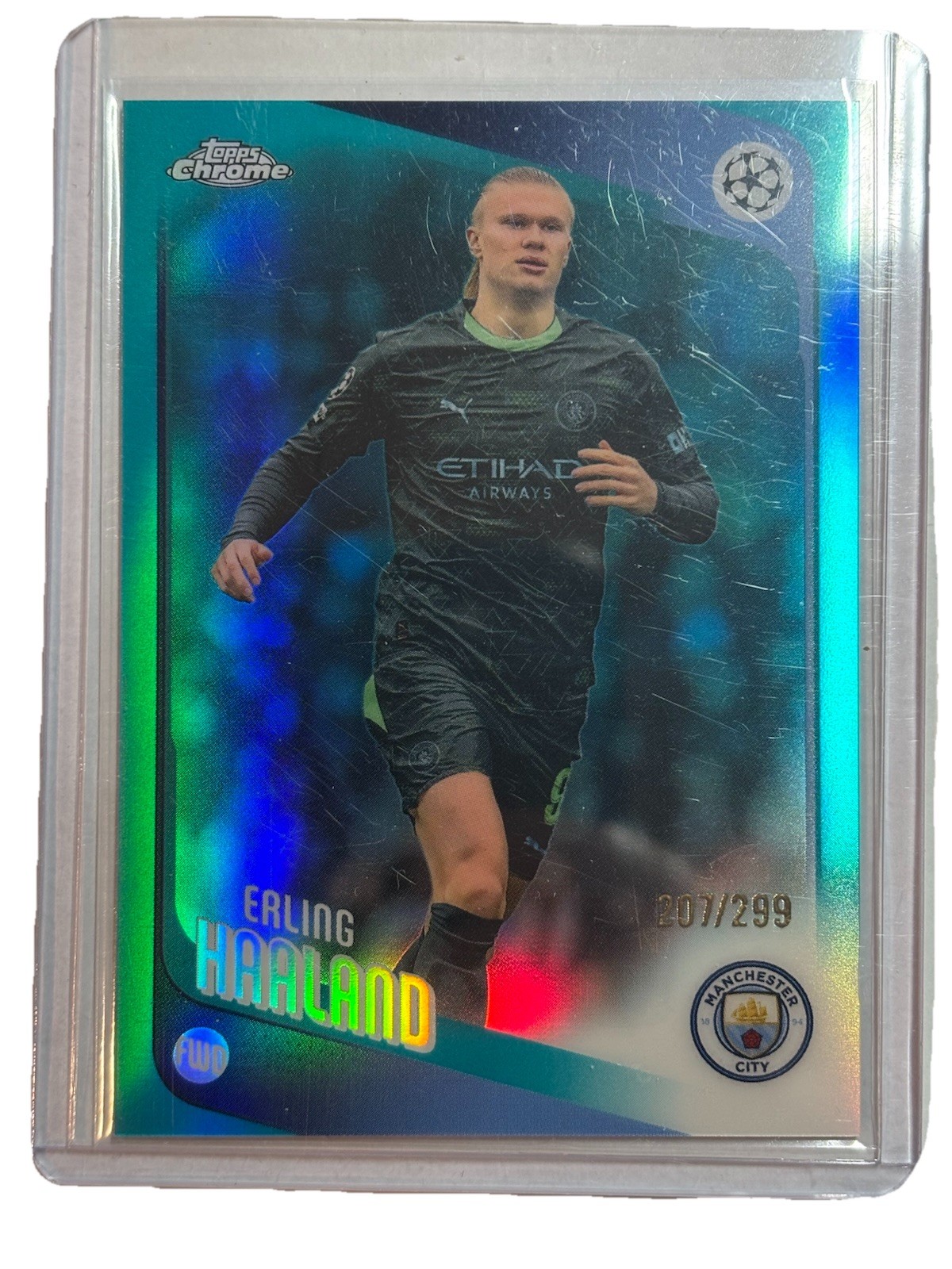 Erling Haaland 2025-26 Topps Chrome UEFA Teal Refractor /299 #181 Man City