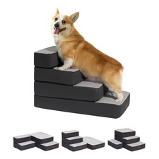 4-Step Adjustable Dog Stairs for Beds, Dog Steps for Small Dogs and Cats, Fol...