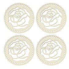 4Pcs Crochet Basket Base, 5.5" Round Wooden Basket Bottoms, Wood Color Camellia 