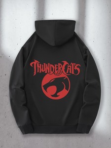 Sweat à Capuche Vintage Thundercats - Logo Thundera Série TV - Noir 100% Coton
