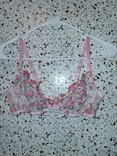 Pink Embroidered Lingerie Bralette Size Medium No Padding With Wires