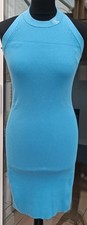 NEW Calvin Klein Bodycon Halterneck Dress Knitted Blue Size M RRP £90
