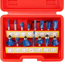 10100 Tungsten Carbide Router Bits, 15 Piece Router Bit Set, 1/4 Router Bit Sha