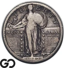 1917-D Standing Liberty Quarter Type 2 25C Silver Coin VF++, Key Date