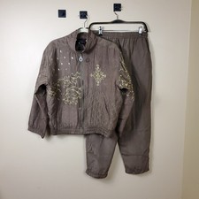 Vintage Mureli 100 Silk Windbreaker Track Suit Embroidered Embellished Size MP