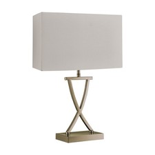 Antique Brass Finish Base Bedside Table Lamp Light with Cream Rectangle Shade
