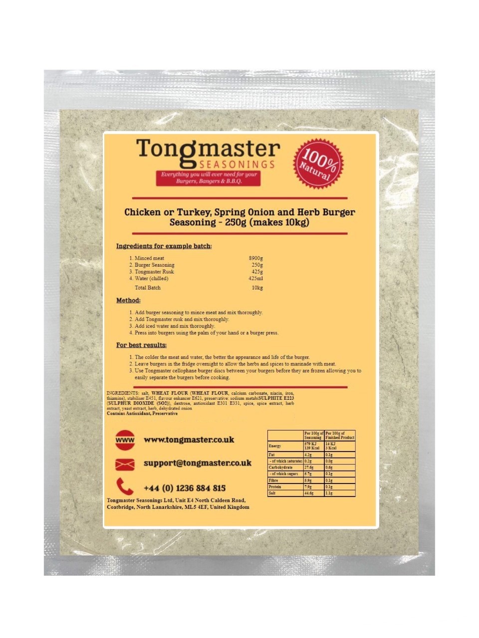 Chicken/Turkey Spring Onion Burger Seasoning - 250g