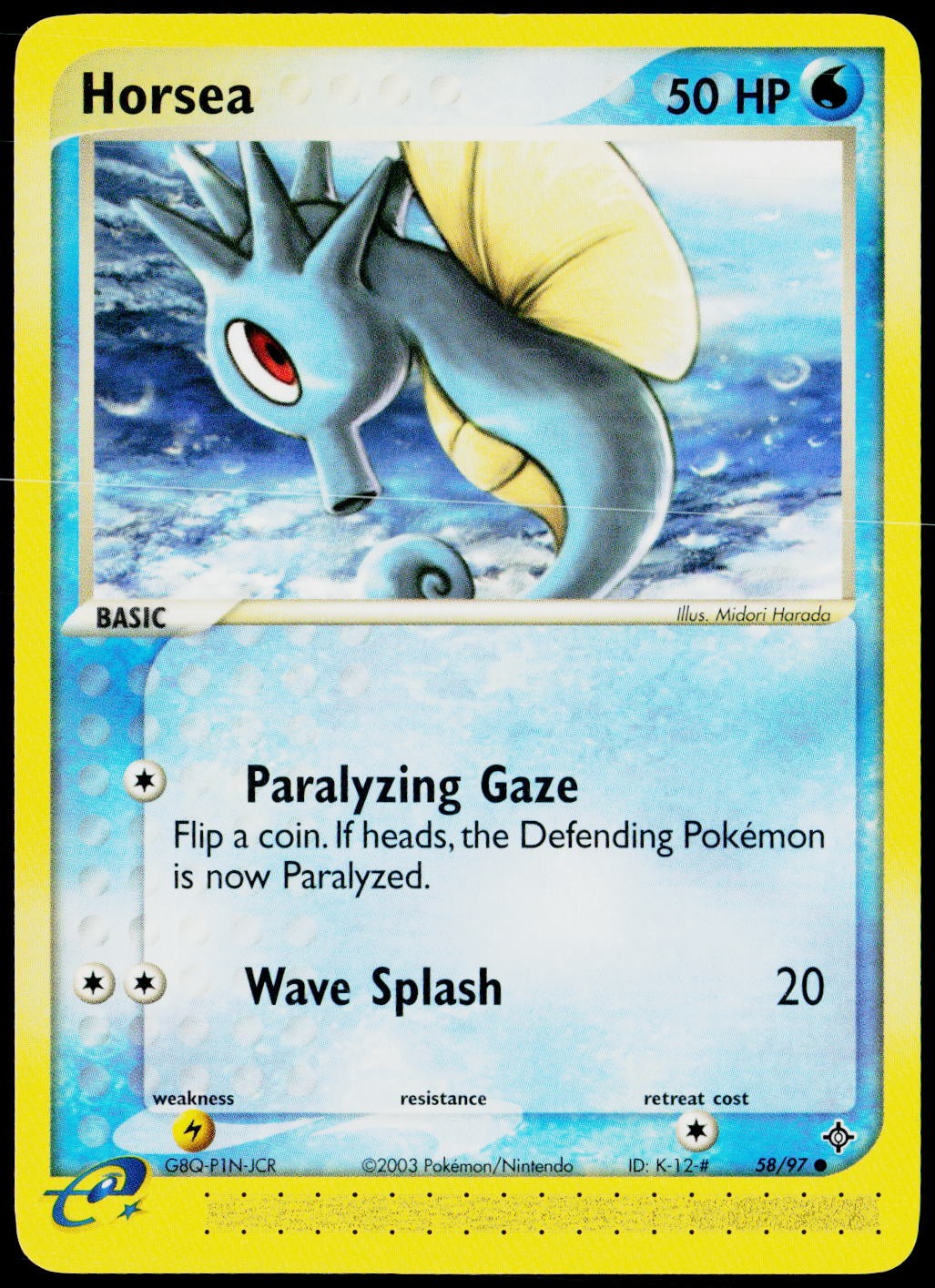 Horsea 58/97 Common Dragon Pokemon Lightly Played