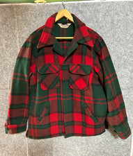 Vintage Woolrich Wool Plaid Hunting Jacket Red Green Mackinaw Workwear USA
