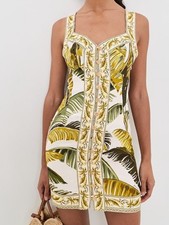 FARM Rio Trancoso Sand Linen Mini Dress L