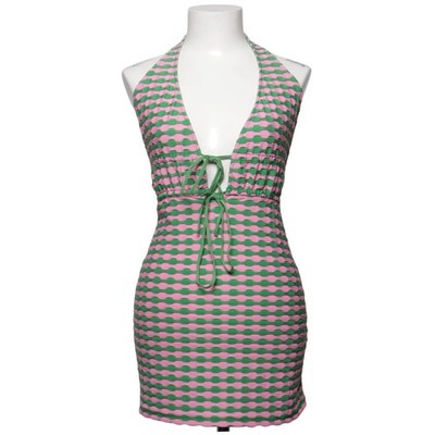 Zara, Neckholderkleid, Größe: M, Pink/Grün, Elasthan/Polyester, Streifen #jvL