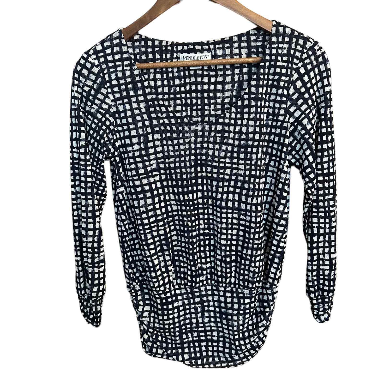 Pendleton Medium black/white checkered ruched blo… - image 2