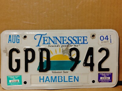 2004 TENNESSEE STAMPED LICENSE PLATE #GPD 942 SOUNDS GOOD TO ME~ SOME DAMAGE