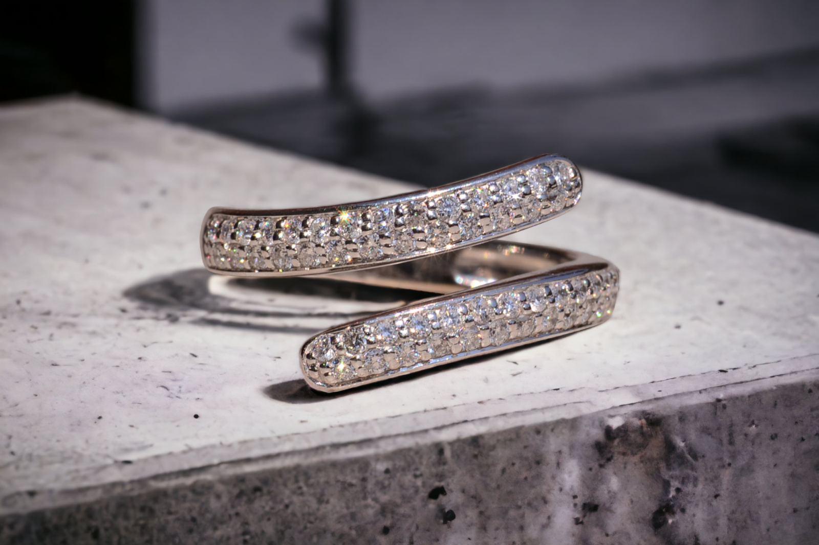 Diamanti Signed Diamond Bypass Ring in White Gold with Diamonds | eBay