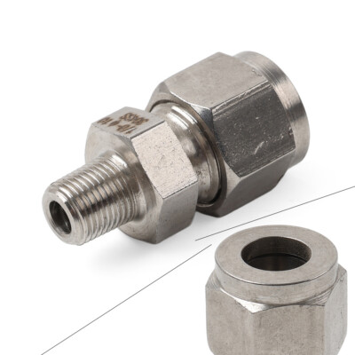 1pc Compression Tube Fitting 1/8 PT Male x 10mm OD Tube Stainless Steel