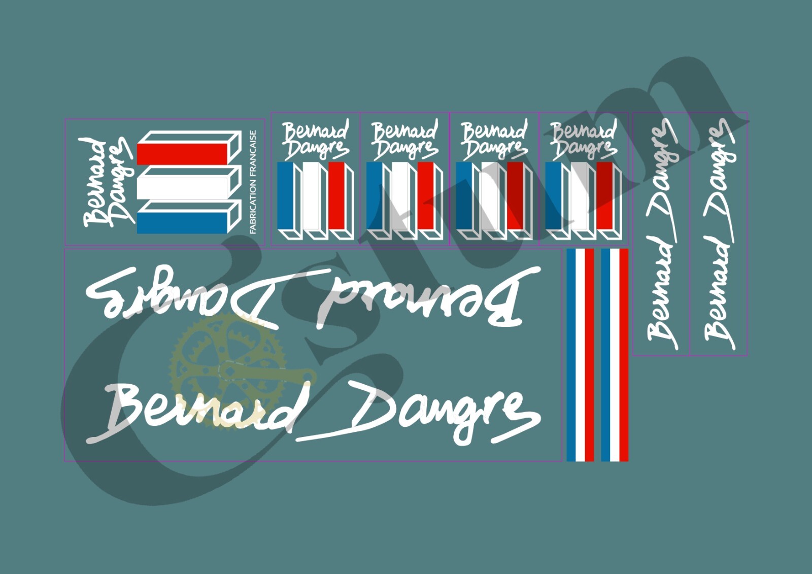 Stickers Bernard Dangre BERND302 pour cadre de vélo vintage en vinyle blanc