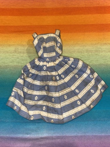 Vintage 1959 Mattel Barbie----*Suburban Shopper* Cotton Blue & White Dress #969