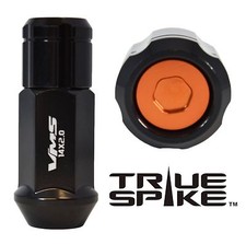 20pc True Spike 57mm 12x1.5 Forged Steel Lug Nuts Orange Capped Closed End