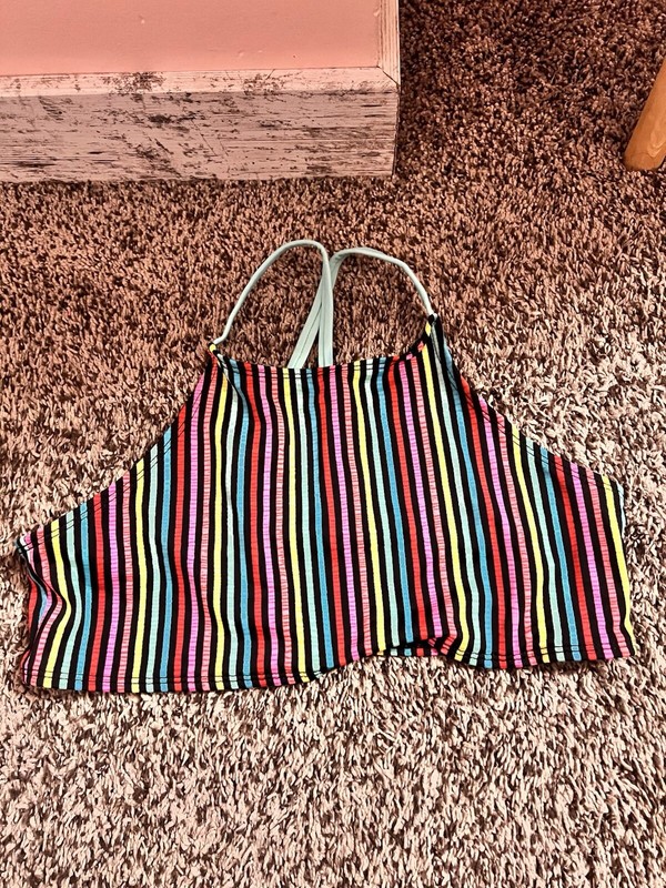 Girls Striped Swimsuit Top Size Xlarge 
