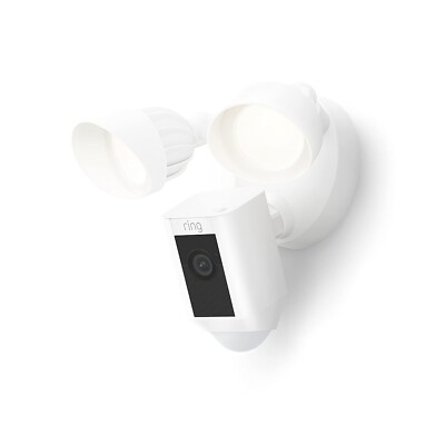 Ring Floodlight Cam Plus Outdoor Wired 1080p Surveillance Spotlight Camera White