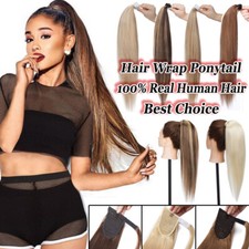 US 100 Real Human Hair Clip In Ponytail Hair Extensions Human Hair Wrap Around